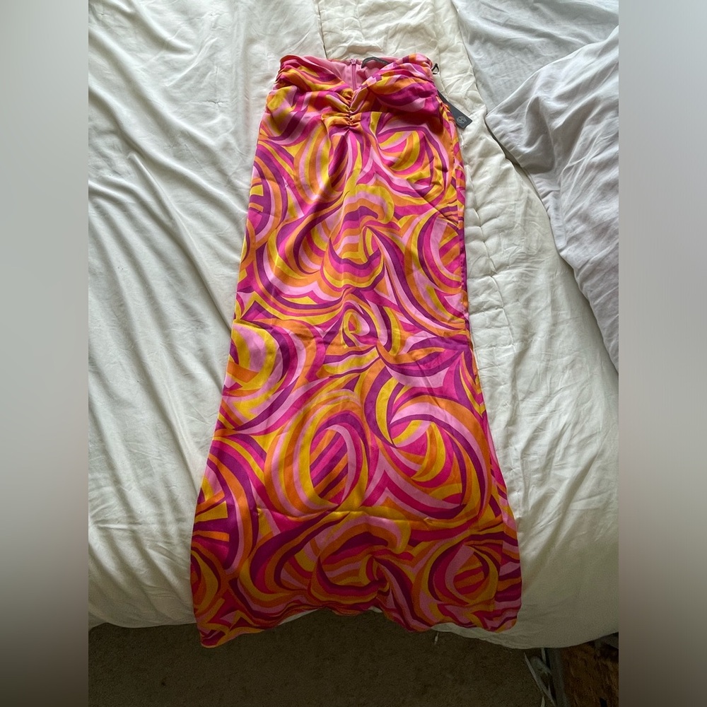 House of Harlow bright colored maxi skirt with pattern